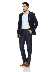 DARK BLUE SOLID Men's Slim Fit Formal Trousers